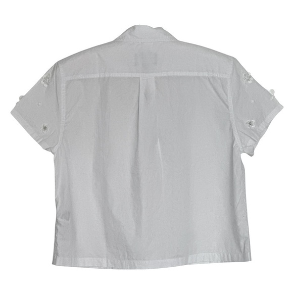 NEW J. CREW Collection embellished button-up shirt White Tonal Floral Size 2 - Picture 5 of 9
